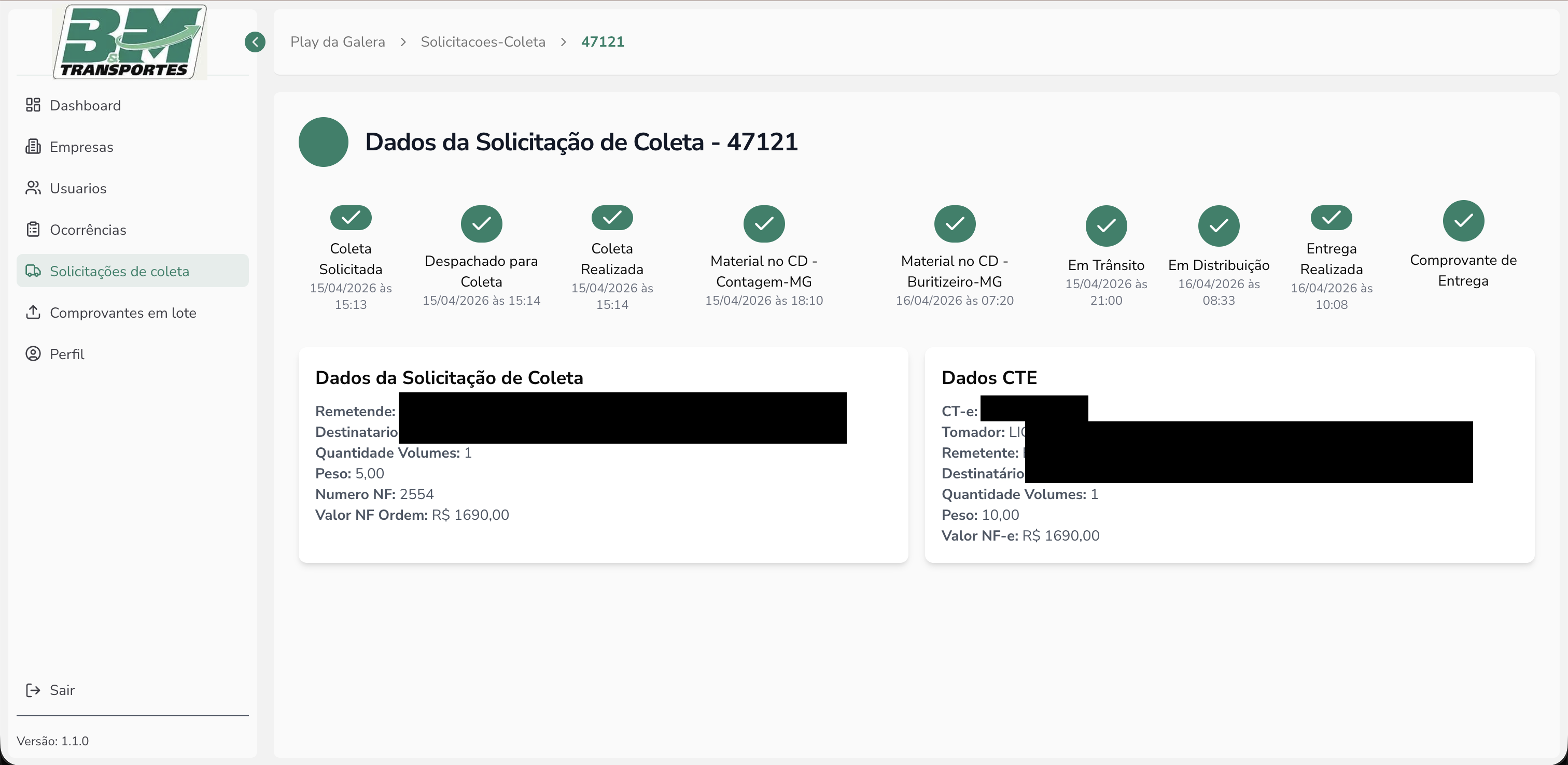 Rastreamento BM Transportes — imagem 1